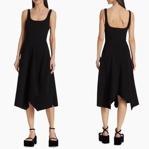 Proenza Schouler White Label The Barre Bustier Midi Dress Asymmetrical 6 Black